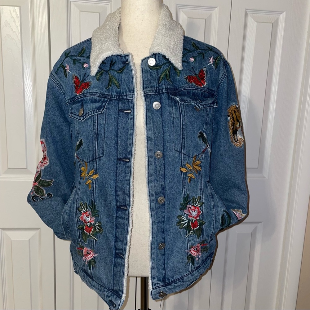 bagetelle embroidered denim jacket size S